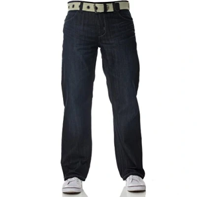Image of Enzo Men&#039;s Ez14 Regular Fit Jeans, Blue (Darkwash), 42W 32L UK