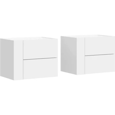 Image of vidaXL Wall mounted Bedside Cabinets 2 pcs White 45x30x35 cm