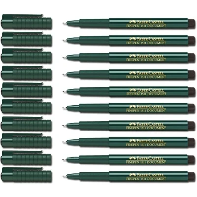 Image of Faber Castell Fibre Pen, Fine Pen 1511, 0.4 mm, black, 10 Stifte