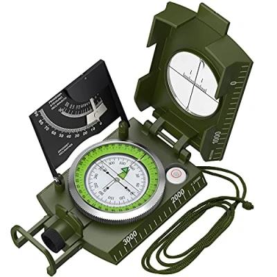 Image of Proster Compass for Hiking Waterproof Navigation Clinometer with Fluorescent Scale Sighting Inclinometer Bag Camping Climbing Exploring Geology Outdoor Activities