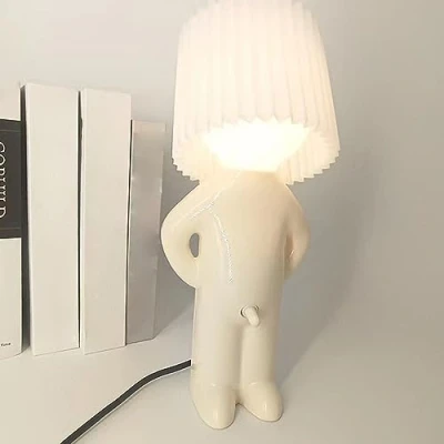 Image of A Little Shy Man Creative Lamp, Naughty Boy Desk Light, LED Night Romantic Bedside Table Funny Reading Novelty Mood Light Atmosphere for Home Decoration (White)