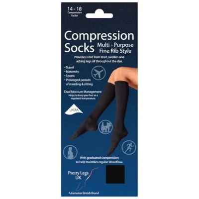 Image of undercover lingerie Pretty Legs Fine Rib style Compression Flight Socks DJ8M Black 8 11