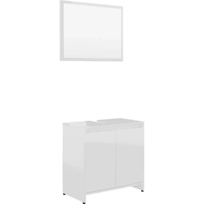 Image of vidaXL Bathroom Furniture Set High Gloss White Engineered Wood