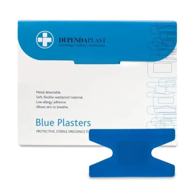Image of Dependaplast Food Area Blue Plasters With High Visibility And Metal Detection Properties, Easily Detectable, Individually Wrapped anchor Box of 50