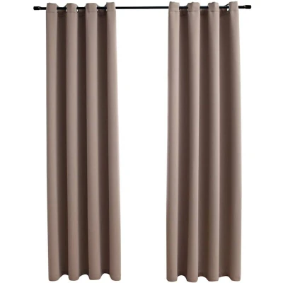 Image of vidaXL Blackout Curtains with Metal Rings 2 pcs Taupe 140x175 cm
