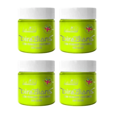 Image of 4x La Riche Directions Semi Permanent Hair Color 100ml Tub Fluorescent Lime