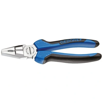 Image of GEDORE Combination pliers for cutting/holding/twisting, Long cutting edges, Dual material grips, German pattern, Length 180 mm, 8210 JC