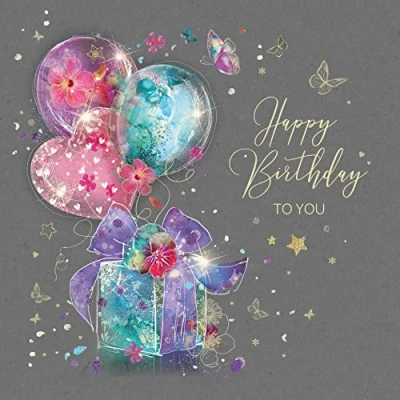 Image of Cherry Orchard Female Happy Birthday To You Card Present Balloons