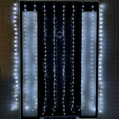 Image of 2.1m 300 LED Indoor Outdoor Party Curtain Christmas Lights in Cool White