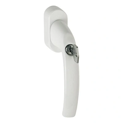 Image of HOPPE 10763968 ATLANTA Secustik security window handle with lock 45, VK 7 x 32 42 mm, white increased burglary protection cylinder
