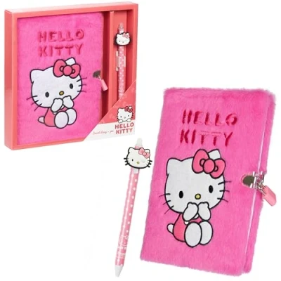 Image of Hello Kitty A5 Lockable Diary and Pen, Stationery Set Gifts for Her (Pink)
