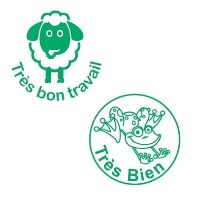 Image of MFL French Teacher Stamps Très Bien &amp; Bon Travail. 2 x Self Inking Stamps, Reinkable. 22mm