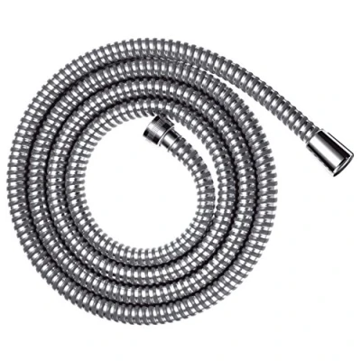 Image of hansgrohe Metaflex shower hose 1.25 m, anti kink and flexible, chrome effect coil wrap 28262000