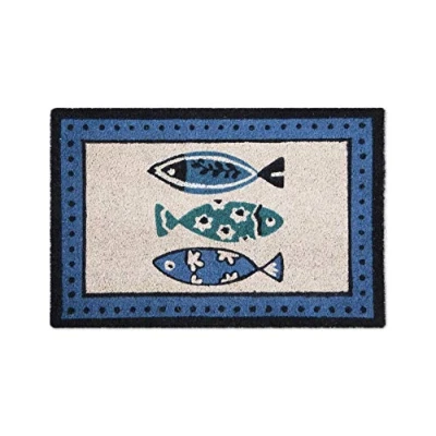 Image of Excelsa Ocean Entrance Door Mat, Coconut Fibre, Blue, 40 x 60 cm