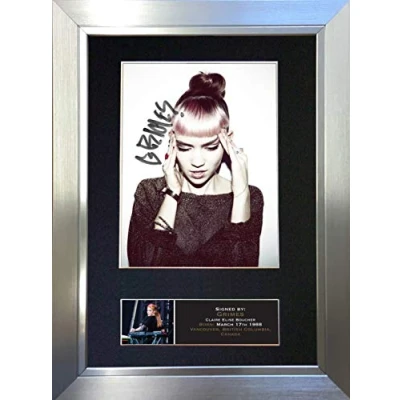 Image of GRIMES Signed Autograph Mounted Photo Reproduction PRINT A4 Rare Perfect Birthday (297 x 210mm) #642 (Silver Frame)