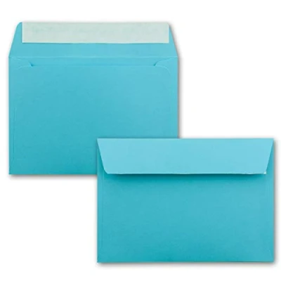 Image of Colourful Envelopes C6 11.4 x 16.2 cm with Adhesive 50 Umschläge 61 Turquoise
