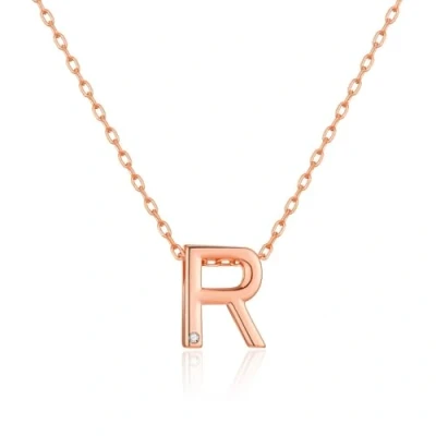 Image of Philip Jones Rose Gold Plated Initial Necklaces A to Z Created with Zircondia® Crystals (R)