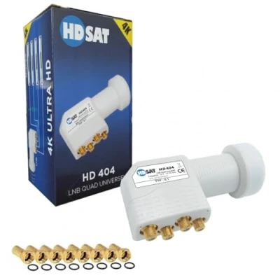 Image of HDSAT HD404 LNB Quad Full HD 4K Parabolic Head 4 Outputs 0.1dB + 8 F Plugs