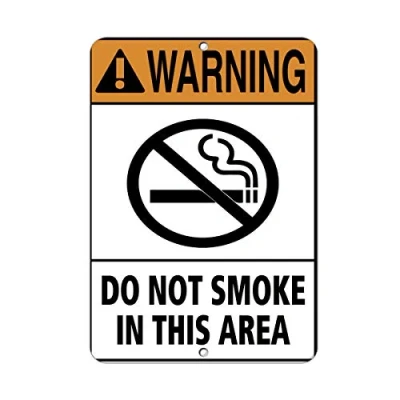 Image of Warning Do Not Smoke In This Area Hazard Sign Safety Signs 8x12 Inches