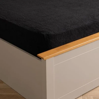 Image of Brentfords Teddy Fleece Fitted Bed Sheet Thermal Warm Soft Luxury Fluffy Cuddly Cosy Bedding, Black Single