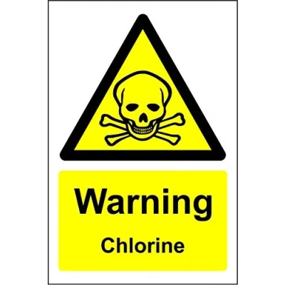 Image of Warning chlorine safety sign Self adhesive sticker 400mm x 300mm