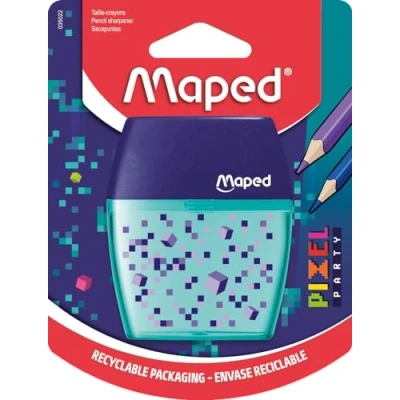 Image of Maped Pixel Party Shaker Pencil Sharpener with 2 Holes and Translucent Reservoir