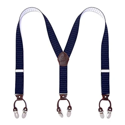 Image of KANGDAI Mens Braces Y Style One Size Adjustable Suspenders Trouser Salopette Strong Metal Clips