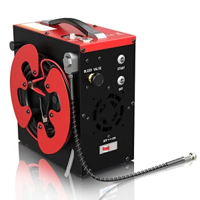 Image of GX Pump CS3 PCP Air Compressor, Auto Stop,Oil Free, Built in Water Oil Separator Filter, Powered by Car 12V DC or Home 220V 240V AC (Included), 4500Psi/30Mpa,Paintball/Scuba Tank Compressor