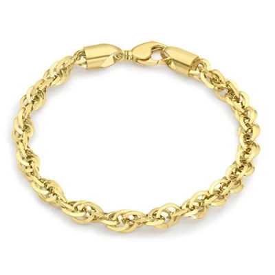 Image of Carissima Gold Unisex 9 ct Yellow Hollow 5.4 mm Diamond Cut Prince of Wales Chain Bracelet Length 18 cm/7 Inch