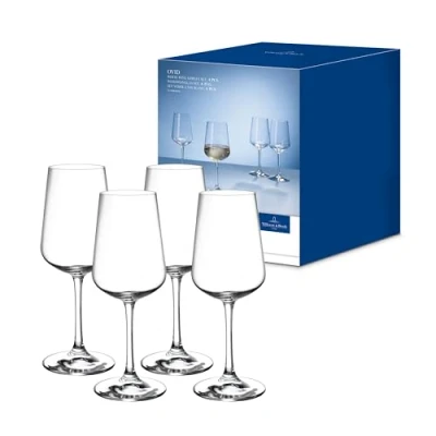 Image of Villeroy &amp; Boch Ovid White Wine Glass Set 4 Pieces 380 ml, Dishwasher Safe, Glasses, Crystal