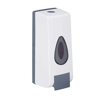 Image of Relaxdays Wall Soap Dispenser, 4x Set, Refillable, 350 ml, Mount, Manual, Liquid, HxWxD: 20 x 7.5 cm, White