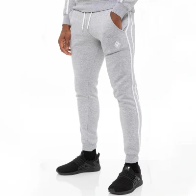 Image of Enzo EZJG582T Mens Joggers Striped Tracksuit Jogging Trousers Casual Sport Fitness Gym Fleece Sweatpants (Grey, L, l)
