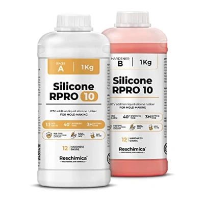 Image of Silicone Rubber 1:1 for Soft Moulds R PRO 10, Mould Making kit DIY, 100% Safe, Non Toxic, Liquid, with Platinum Catalyst, high Tear Resistance (2 kg)