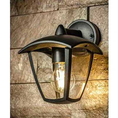 Image of CGC Lighting Black Outdoor Outside Lights Traditional Contemporary Waterproof Lampholder Weatherproof Porch Patio Door Wall Terrace Garden (Downlight)