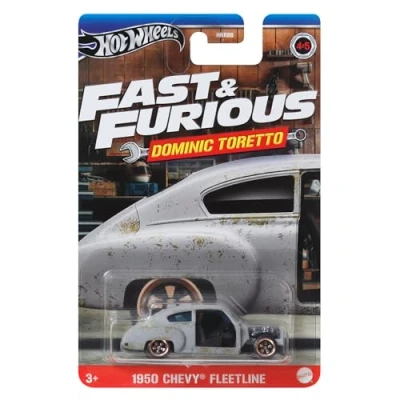 Image of Hot Wheels Fast and Furious Dominic Toretto Car 1950 Chevy Fleetline Model Die Cast Scale 1:64 Length 7 cm HRW49