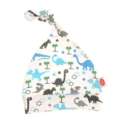 Image of Ziggle Baby Hat Beanie Knott Knot Newborn Boys Girls Unisex Colour Choice 100% Cotton 0 6 Months (Uptown Dinosaur)