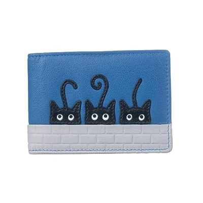 Image of Mala Leather Peek A Boo ID/Card Holder 693 01 (Blue)