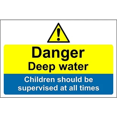 Image of Danger deep water children should be supervised at all times sign 3mm Aluminium 400mm x 300mm