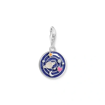 Image of Thomas Sabo Women Charm Pendant Galaxy with Cold Enamel in Silver Blackened 925 Sterling Silver, Blackened, 2042 691 7
