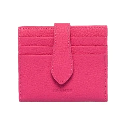 Image of grande 3803 Genuine Leather Card Holder for Women and Men Slim Minimalist Case Small Snap Wallet (Pink)