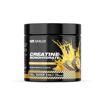 Image of Out Angled Creatine Monohydrate Powder, Island Pineapple, 50 Servings, Micronised for Easy Mixing, Muscle Growth, Recovery and Strength Performance