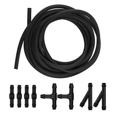 Image of YUTOU Car Windshield Washer Hose Kit, Universal Windscreen Repair with 8 Pcs Connectors &amp; 2 2m Pipe to Connect Water Pump and Nozzles