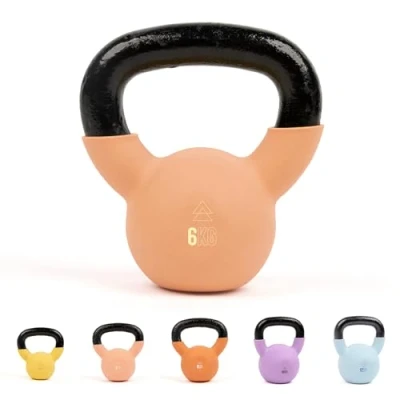 Image of Myga Iron Kettlebell Heavy Cast Weight for Fitness and Strength Training, Bodybuilding, Muscle Cardio Workout Equipment ideal Home, Gym Studio Peach, 6kg