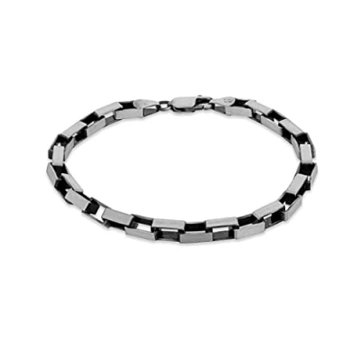 Image of Tuscany Silver Men&#039;s Sterling Oxidised 5mm Paper Chain Bracelet 20cm/8&quot;