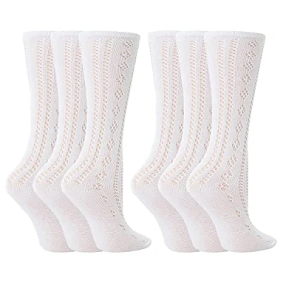 Image of 6 x Girls Drew Brady Pelerine 3/4 Socks White 12/3