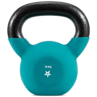 Image of Yes4All YCBQ Neoprene Coated Kettlebell Weights, Strength Training Kettlebells 10KG Teal