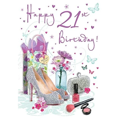 Image of Cherished Moments Happy 21st Birthday Card For Her Shoes 9 x 6 Inches Regal Publishing