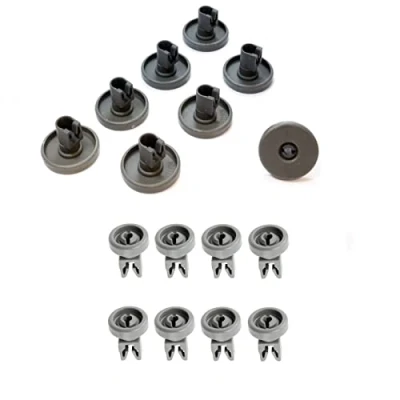 Image of Place4parts Upper &amp; Lower Top Bottom Basket Dishwasher Wheels Runners for AEG Electrolux Zanussi Tricity Bendix 40mm 25mm