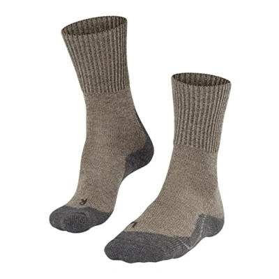Image of FALKE Men&#039;s TK1 Adventure Wool M SO Breathable Thick Anti Blister 1 Pair Hiking Socks, Beige (Kitt Mouline 4310), 5.5 7.5