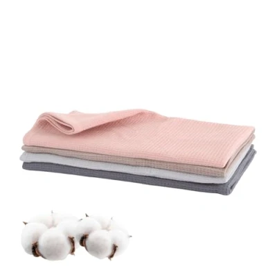 Image of ASelected 4 pieces tea towels 45 x 65 CM cotton kitchen waffle cloth dishcloths cleaning cloths drying colours
